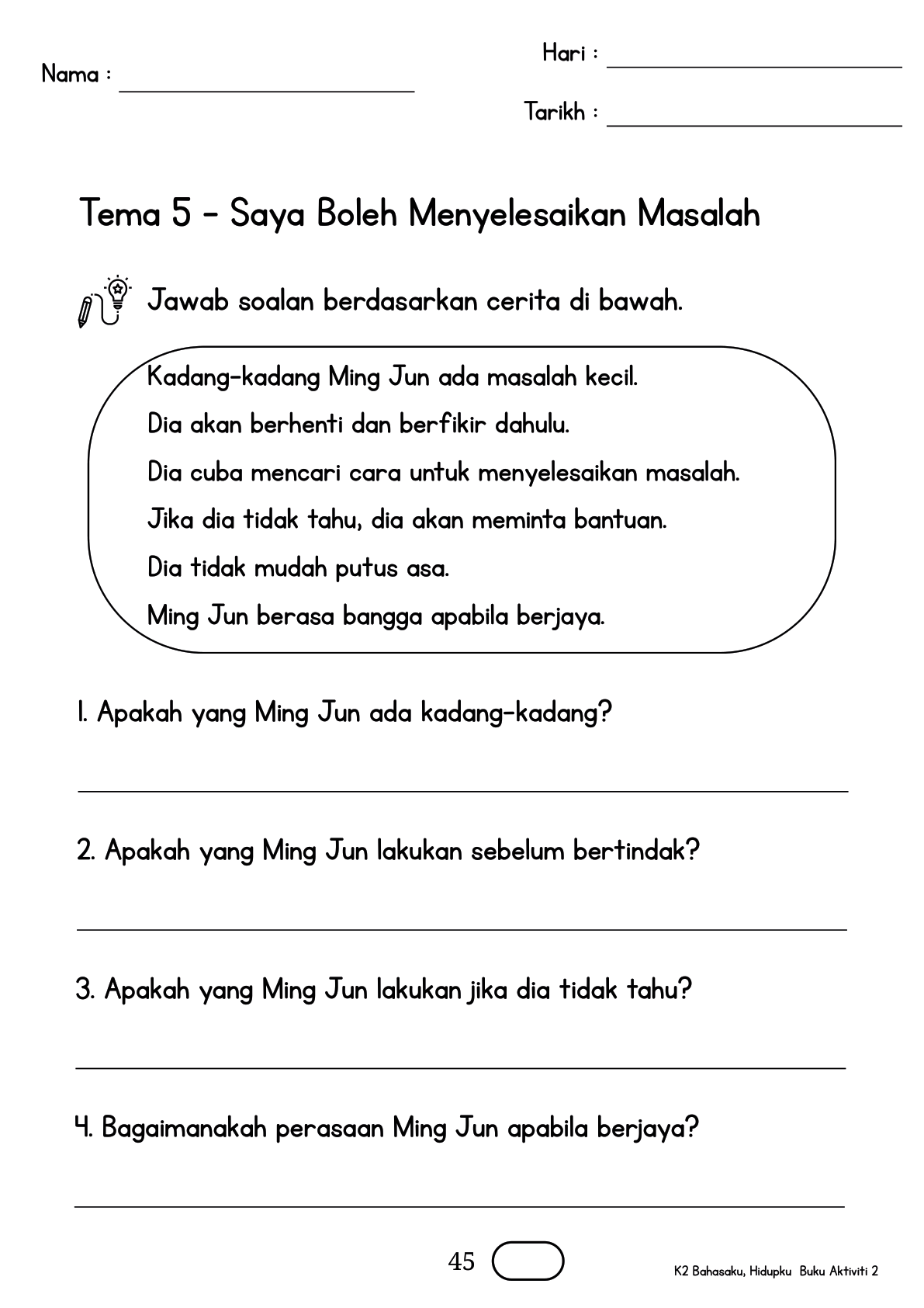 Buku Aktiviti m/s 45